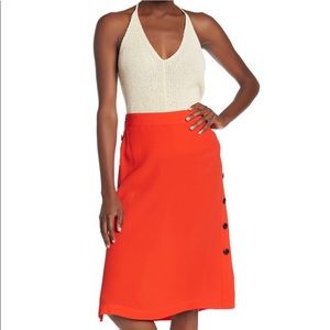 Madewell Solid Side Button Midi Skirt In Ripe Persimmon